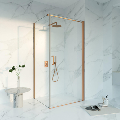 Fortifura Galeria Douchecabine - 100x140x200 - Profiel veiligheidsglas - anti kalk - Geborsteld koper PVD (Koper)