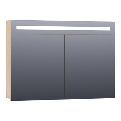 BRAUER 2.0 Spiegelkast - 100x70x15cm - verlichting geintegreerd - 2 links- en rechtsdraaiende spiegeldeuren - MFC - sahara