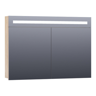 BRAUER Promise armoire de toilette - 100x70x15cm -- avec éclairage direct - 2 portes miroir unilatérales - Forest Wheat