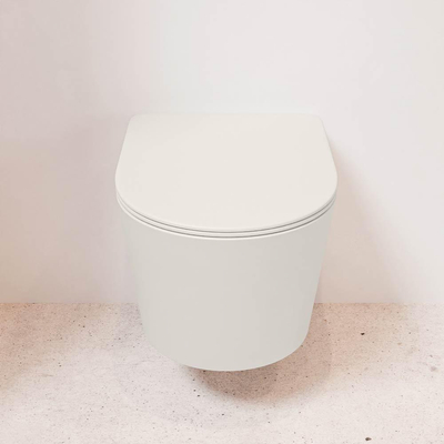 Mondiaz LAVIE hangtoilet – spoelrandloos – 36 x 53 cm – met softclose zitting – Linen (offwhite)