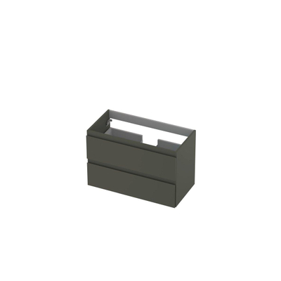 INK Wastafelonderkast - 80x40x52cm - 2 lades - greeploos - MDF lak - Mat beton groen