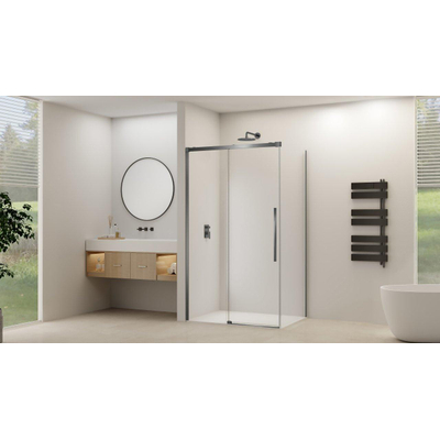 Van Rijn Products ST09 Schuifdeur tbv hoekcabine - 120x200cm - helder glas - soft-close - Gunmetal Geborsteld