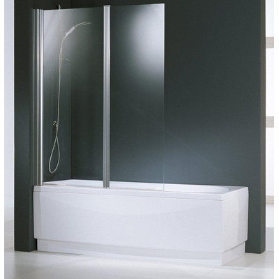 Novellini Aurora paroi de baignoire pliante 2 volets 120x150cm profil blanc et verre transparent
