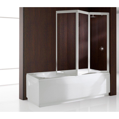 Novellini Aurora pare-baignoire rabattable 3 volets 138x138cm profil blanc et verre transparent