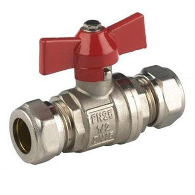 Robinet à boisseau sphérique nickelé avec poignée papillon à compression 28 mm