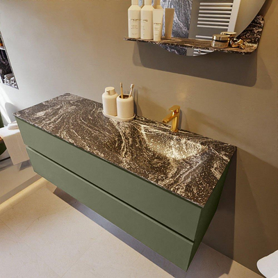 Mondiaz VICA-DLUX ensemble de meuble de salle de bain - 130cm - meuble sous-vasque armée - 2 tiroirs - lavabo encastré nuage droite - 1 trou de robinet - version haute 60cm - lave