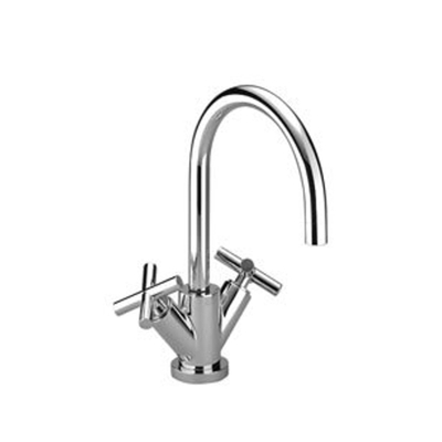Dornbracht Tara wastafelkraan - opbouw - hoog - 1-gats - met kruisgrepen - sprong 165mm - chroom