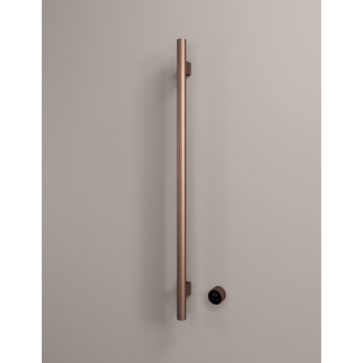 Hotbath &MORE Handdoekradiator - 19x115cm - rond - 1 stangen - verticaal - met schakelaar - geborsteld koper PVD