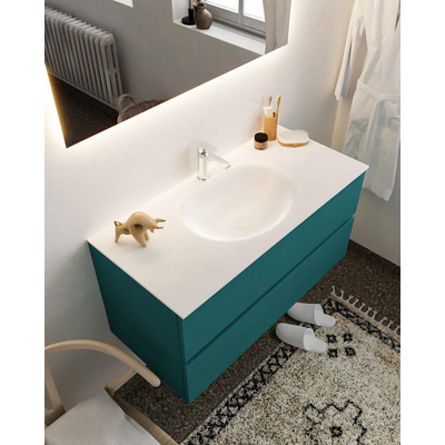 Mondiaz VICA Ensemble de meuble de salle de bain - 100cm - meuble sous-vasque smag - 2 tiroirs - lavabo moon milieu - 1 trou de robinet - version XL 60cm haut