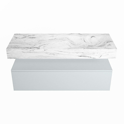 MONDIAZ ALAN - DLUX Badkamermeubelset - 120cm - onderkast - Clay - 1 lade - vrijhangende wastafel - wasbak rechts - 1 kraangat - Glace