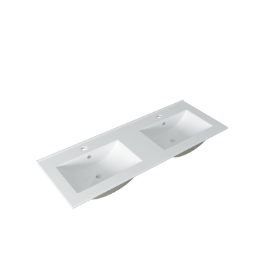 Saniclass Vygo Meubelset - 121x2x46cm - overloop - 2 wasbakken - 2 kraangaten - keramiek - wit SHOWROOMMODEL