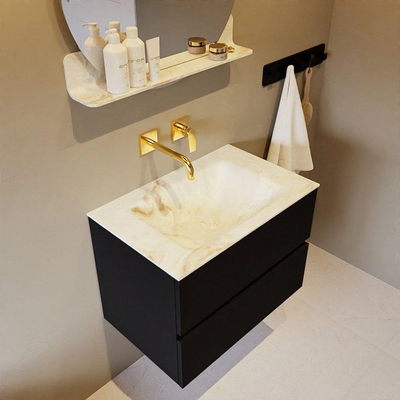 Mondiaz VICA-DLUX ensemble de meuble de salle de bain - 70cm - meuble sous-vasque urban - 2 tiroirs - lavabo encastré cloud milieu - sans trous de robinet - version haute de 60cm - frape