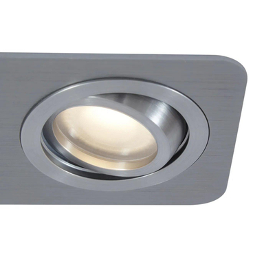 QAZQA Alberto Ensemble spots encastrées - set de 2 spots - 11x17,5cm - y compris ampoule led claire - IP44 - Rectangulaire - Gunmetal