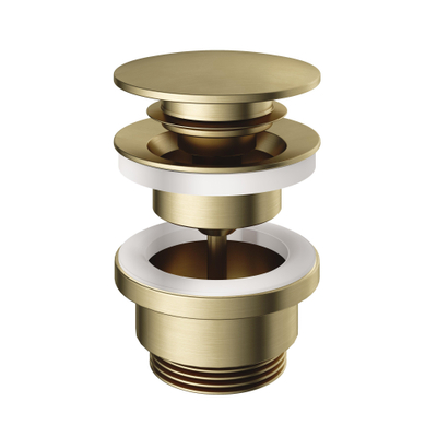 Hotbath Mate Clickplug - met schroef rond - geborsteld messing goud