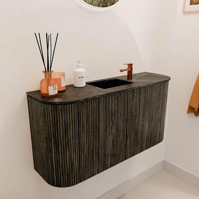 Mondiaz JOYA-DLUX 83.2cm toiletmeubel - ronding links en rechts kleur Shadow - Wastafel FAYE positie Midden 1 kraangat kleur Lava.