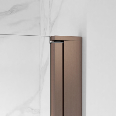 Fortifura Galeria Porte de douche - 60x200 - Profil - verre de sécurité - anti-calcaire - Cuivre brossé PVD (Cuivre)