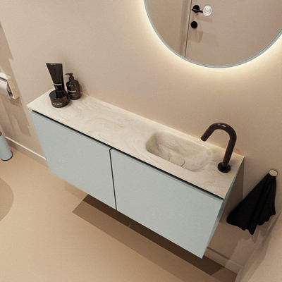 MONDIAZ TURE-DLUX 100cm toiletmeubel Greey. EDEN wastafel Ostra positie rechts. Met 1 kraangat.