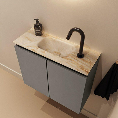 MONDIAZ TURE-DLUX 60cm toiletmeubel Smoke. EDEN wastafel Frappe positie midden. Met 1 kraangat.