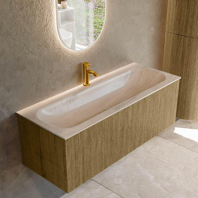 MONDIAZ KURVE-DLUX 120cm badmeubel kleur Dusk met 1 lade en 0 deuren. Wastafel BIG LARGE Midden 1 kraangat Meli.