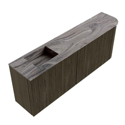 Mondiaz JOYA-DLUX Meuble de toilette 111,6cm - arrondi droit couleur Shadow - Vasque FAYE position Gauche Sans trou de robinet couleur Sombra.