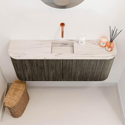 Mondiaz JOYA-DLUX 103.2cm toiletmeubel - ronding links en rechts kleur Shadow - Wastafel FAYE positie Midden Zonder kraangat kleur Nata.