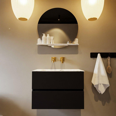 Mondiaz VICA-DLUX Ensemble de meuble de salle de bain - 70cm - meuble sous-vasque urban - 2 tiroirs - lavabo encastrée cloud milieu - sans trous de robinet - version haute de 60cm - glace