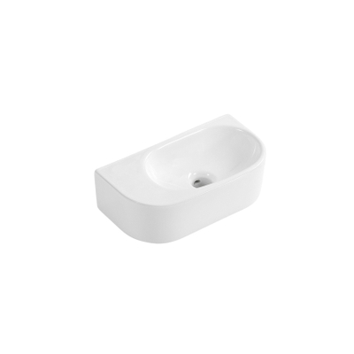 QeramiQ Pure Lavabo pour WC - 40x22x12cm - Lisse - semi-circulaire - sans trou de robinet - Céramique - Blanc brillant