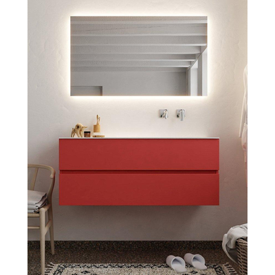 Mondiaz VICA ensemble de meuble de salle de bain - 120cm - meuble sous-vasque fire - 2 tiroirs - lavabo cloud droite - sans trou de robinet - miroir LED - version XL 60cm haut