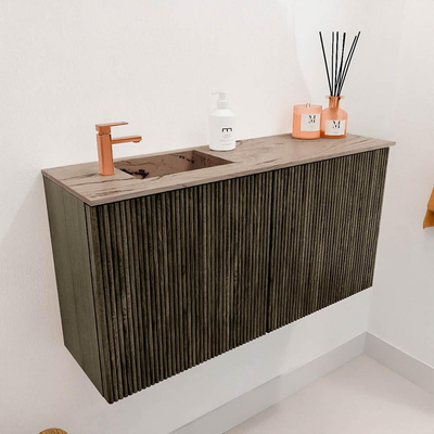 Mondiaz JOYA-DLUX 80cm toiletmeubel - kleur Shadow - Wastafel FAYE positie Links 1 kraangat kleur Arena.
