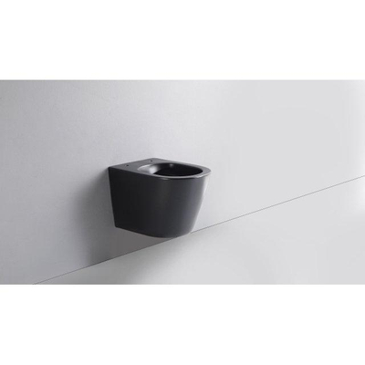 QeramiQ Dely Toiletset - inbouwreservoir Qeramiq Flush - slim zitting - metaal mat witte bedieningsplaat - rechthoekige knoppen - mat zwart