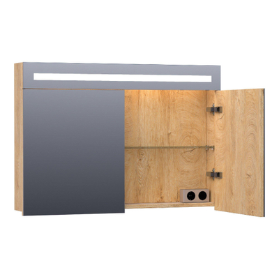 Saniclass 2.0 Armoire de toilette 100x70x15cm éclairage intégré rectangulaire 2 portes pivotantes MFC Nomad