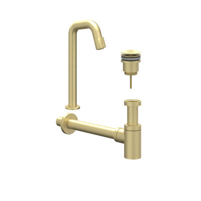 IVY Ensemble lave-mains - Contour - posé - surélevé - bonde always open - or brossé mat PVD