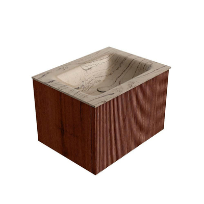 MONDIAZ KURVE-DLUX Meuble de salle de bains 60cm couleur Ruby avec 1 tiroir et 0 porte. Lavabo CLOUD Central 1 trou de robinet Arena.