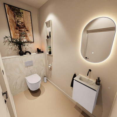 MONDIAZ TURE-DLUX Meuble toilette - 40cm - Cale - EDEN - vasque Ostra - position centrale - sans trou de robinet