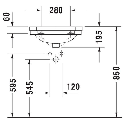 Duravit Serie 1930 Fontein - 500x195x365mm - 1 kraangat overloop - wit