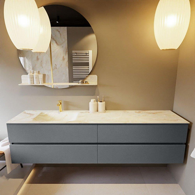 Mondiaz VICA-DLUX Ensemble de meuble de salle de bain - 200cm - meuble sous-vasque plata - 4 tiroirs - lavabo encastrée cloud gauche - 1 trou de robinet - version haute de 60cm - frape