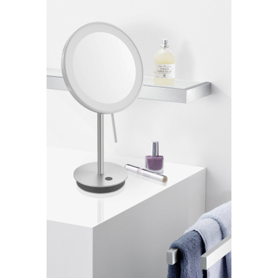 Zack Alona cosmeticaspiegel 13.3x20x37.8cm staand spiegel kantelbaar met batterijen mat geborsteld
