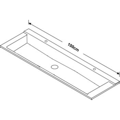 BRAUER Lava wastafel - 120x46x10cm - 1 wasbak - 2 kraangaten - natuursteen - basalt antraciet