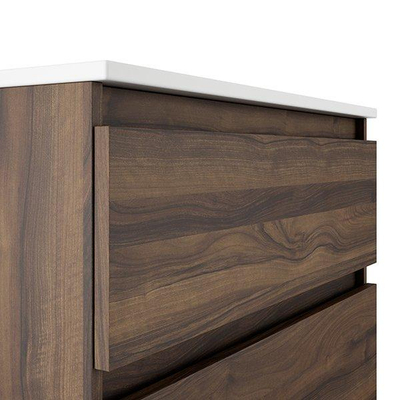 Saniclass Vita Meuble de salle de bains - 100x60x46cm - 2 tiroirs - sans poignée - 1 vasque - 1 trou de robinet - trop-plein - céramique - noyer