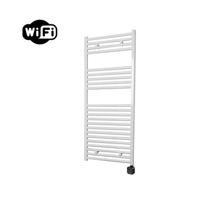 Sanicare HPW Elektrische Radiator - 111.8x45cm - 596W - wifi - thermostaat - zwart - rechtsonder - wit