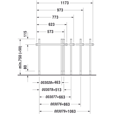 Duravit Happy D.2 Onderstel verstelbaar - 5cm - voor wastafel 231880 - hoogglans chroom