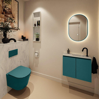 MONDIAZ TURE-DLUX Meuble toilette - 60cm - Smag - EDEN - vasque Opalo - position droite - 1 trou de robinet