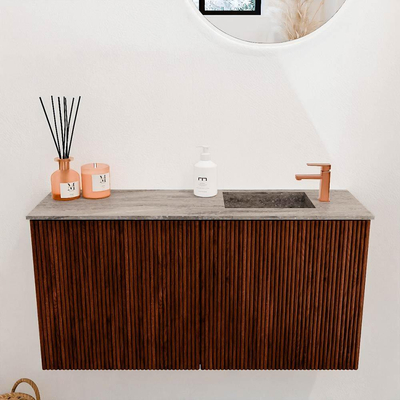 Mondiaz JOYA-DLUX 80cm toiletmeubel - kleur Ruby - Wastafel FAYE positie Rechts 1 kraangat kleur Oza.