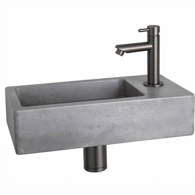Fortifura Fuente fonteinset – rechthoekig – 40x22x8 cm – beton grijs – kraan gunmetal