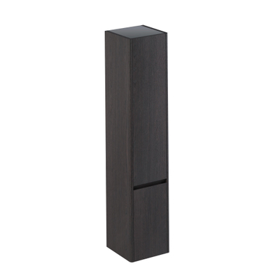 Thebalux Sunny Armoire haute - 35x35x165cm - 2 portes - ouverture à gauche - sans poignée - angles arrondis - Placage bois - Chocolate (anthracite)