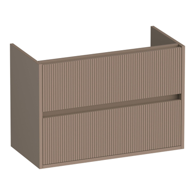 BRAUER Adore Wavy wastafelonderkast ondiep 80 2 softclose lades - greeploos - 1 sifon uitsparing - mat mokka