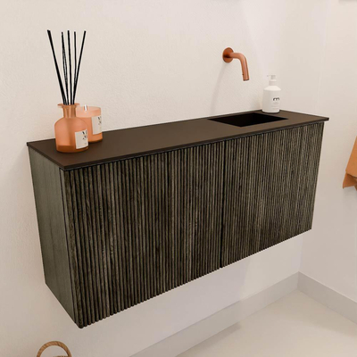 Mondiaz JOYA 90cm toiletmeubel - kleur Shadow - Wastafel FAYE positie Rechts Zonder kraangat kleur Urban.