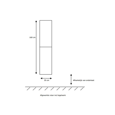 BRAUER EX Badkamerkast - 120x35x35cm - 1 links- rechtsdraaiende deur - zonder greep - MDF - mat wit