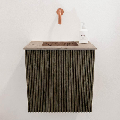 Mondiaz JOYA-DLUX Meuble WC 40cm - couleur Shadow - Lavabo FAYE position Milieu Sans trou de robinet couleur Arena