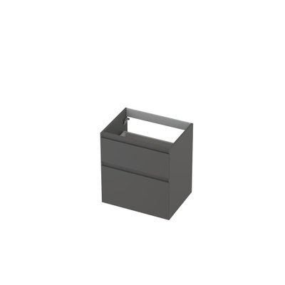 INK Wastafelonderkast - 60x45x65cm - 2 lades - greeploos - MDF lak - Mat grijs
